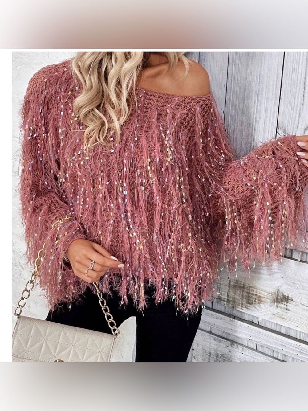 COPY - 078 Fuzzy Confetti Oversized Sweater Top